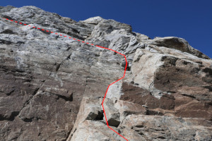Passaggio di arrampicata a quota 2720 metri (con tracciato)