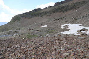 Attraversamento del Piano della Parete verso la Bocchetta a quota 2830 metri
