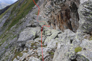 Cresta verso la bocchetta quotata 2671 metri (con tracciato)