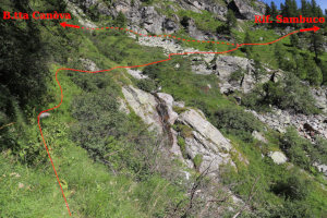 Sentiero che sale al Rifugio Sambuco (con tracciato)