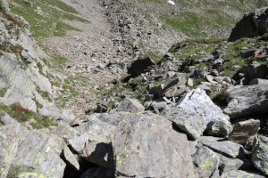 Canalone che scende a sud del Piz Giümela