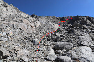 Via di salita al Piz Greina (con tracciato)